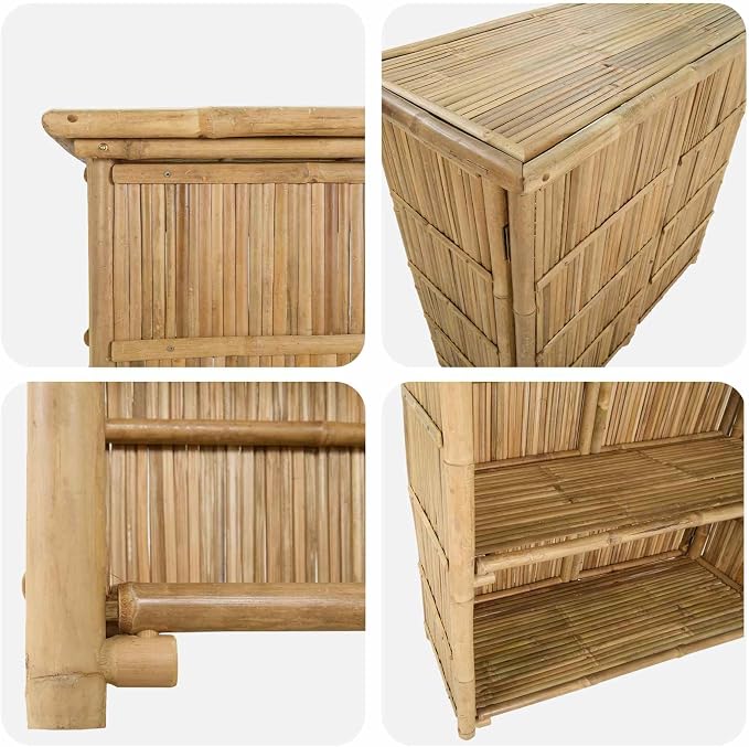 vidaXL Outdoor Bar Table Natural 45.28 x 21.65 x 41.34 in Bamboo, Chic Outdoor Bar Table, Perfect for Summer Parties, Patio Hangouts, Garden Eats, Eco-Friendly Design