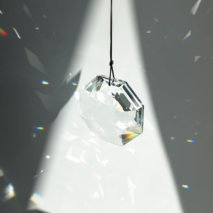 3'' Large Crystal Suncatcher Prisms for Window Hanging Clear Crystal Prism | Sun Catcher Indoor Window,Glass Ornaments For Christmas Tree Home Garden Decor,Light Catcher,Rainbow Maker,Large Prisms