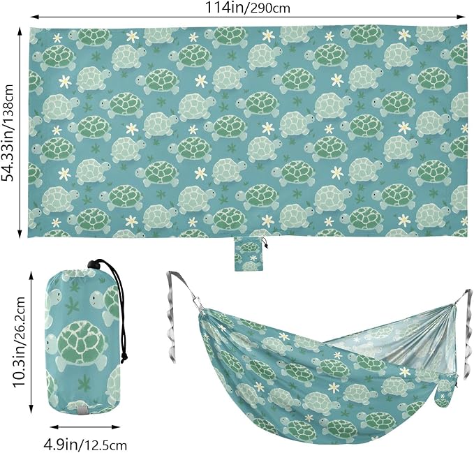Camping Hammock Outdoor Hammocks for Outside Turtle Tortoise Cute Beach Trees Portable Lightweight with Pockets Tree Straps Indoor