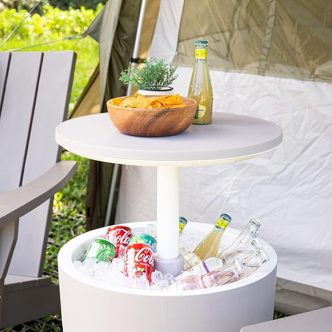 Lagoon Cancún Outdoor Cooler Bar/Cocktail/Coffee 3-in-1 Patio Table (Gray)