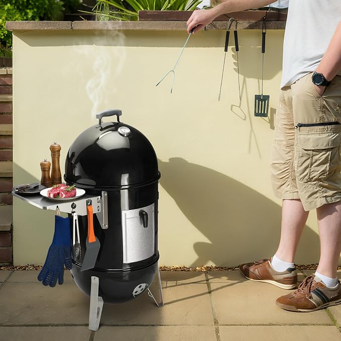 Stanbroil Stainless Steel Folding Side Table, Fits Weber 18" Charcoal Smoker, Accessories to Add Work Space