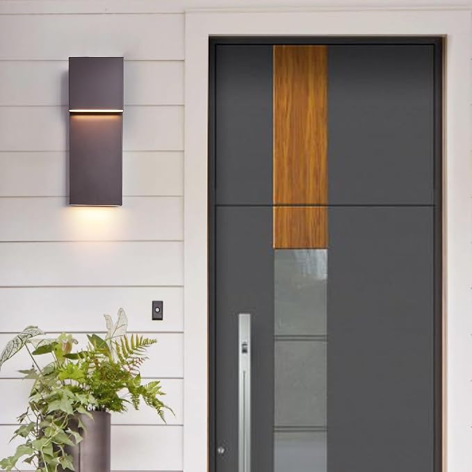 Tarentlight Modern Outdoor Indoor Integrated LED Wall Sconce, 2-Light Total 17W,Bronze Finish,1600 Lumens,3000 Kelvin,90 CRI, Dimmable,Input 120-277V,Weatherproof for Global Front Porch Decor Use.