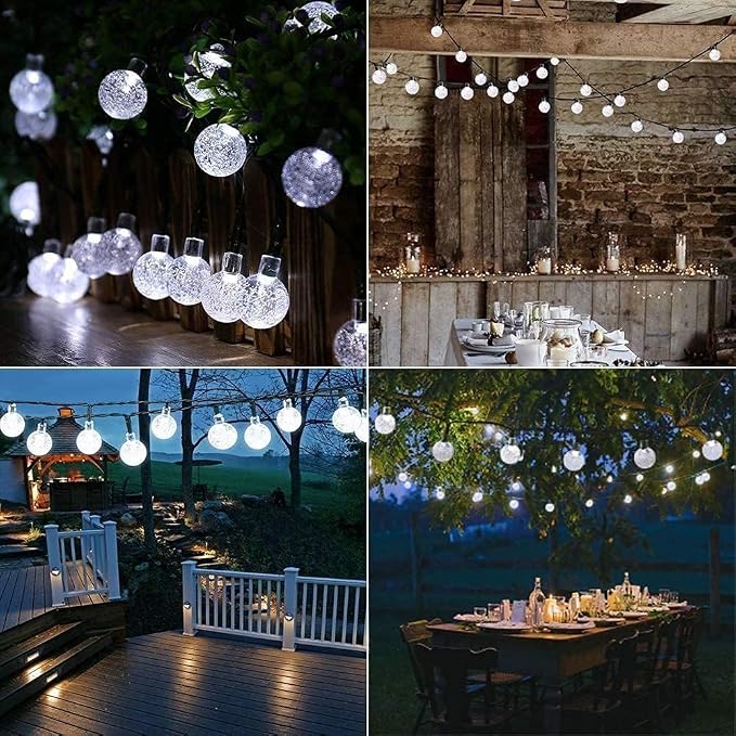 Toodour Solar String Lights Outdoor, 56ft 100 LED Globe String Light with 8 Mode, Waterproof Crystall Ball Lights Solar Patio Lights for Garden, Lawn, Patio, Gazebo, Yard, Outdoor Decor - Cool White