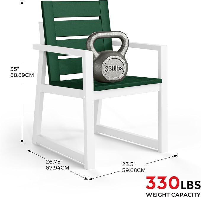 Costaelm Stinson HDPE Plastic Outdoor Patio Dining Arm Chair, Dark Green
