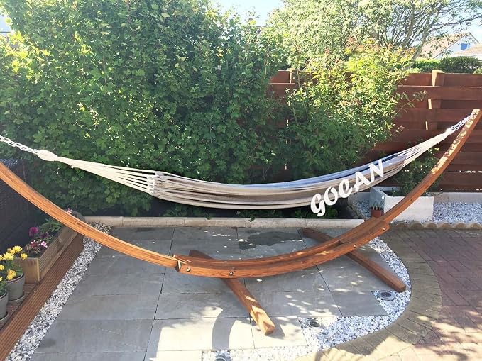 GOCAN Large Outdoor Hammock, Extra Long 2 Person Replacement Cotton Canvas Hammock Compatible with Hammock Stand, 500 Lbs Weight Capacity（Grey）