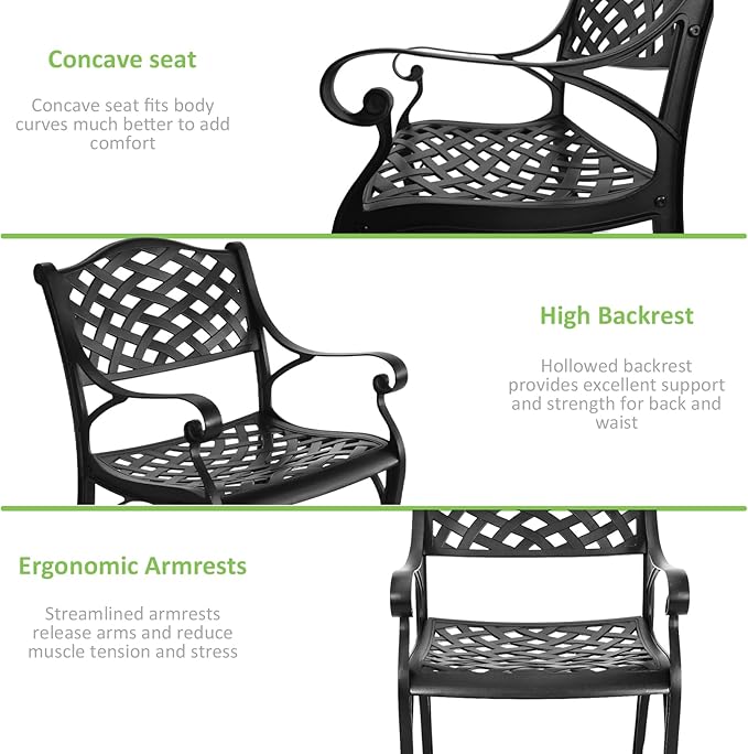 5 Piece Patio Dining Set, All-Weather Metal Outdoor Table and Chairs Set of 4, Cast Aluminum Patio Furniture Set for Patio, Garden, Backyard, Balcony