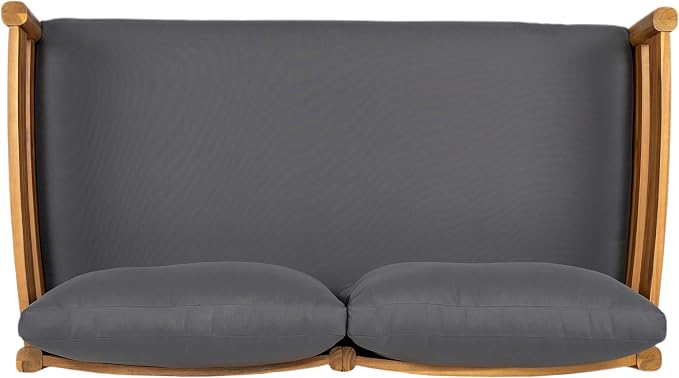 Christopher Knight Home 4-Piece Outdoor Patio Furniture Set, Acacia Wood Conversation Set with Loveseat Coffee Table and 2 Single Chairs Cushions, Slatted Backyard Garden Seating Set, Dark Gray