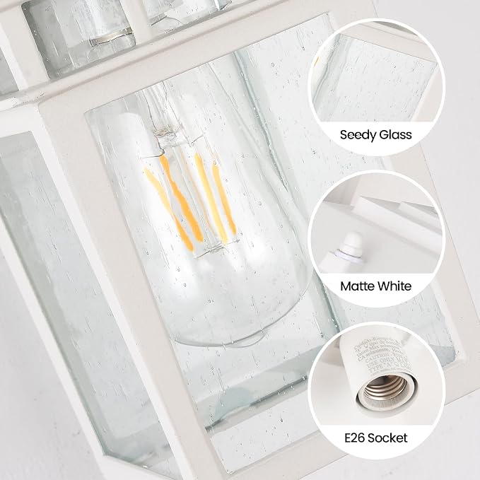 Dusk to Dawn White Outdoor Light Fixtures Wall Mount Seeded Glass