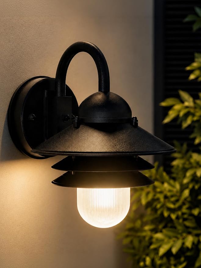 Nautical Outdoor Sconce Wall Mounted Light - Rust & Waterproof Non-Metallic Coastal Lantern - UL Listed Patio Deck Porch Front Door & Dock Lighting Fixture - USA Made, 13"x10", Matte Black | UL Listed Dock Light, Comes with Mounting Hardware, Salt Air ...