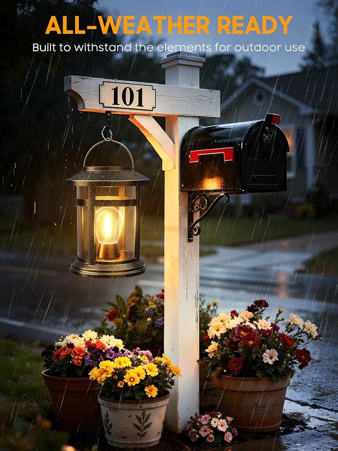 Solar Lantern Outdoor Waterproof, 2 Pack Bright Hanging Solar Lights for Outside Decorative, Upgraded Solar Powered Lanterns LED Lighting for Garden Patio Porch Decor Gifts (Antique Copper)