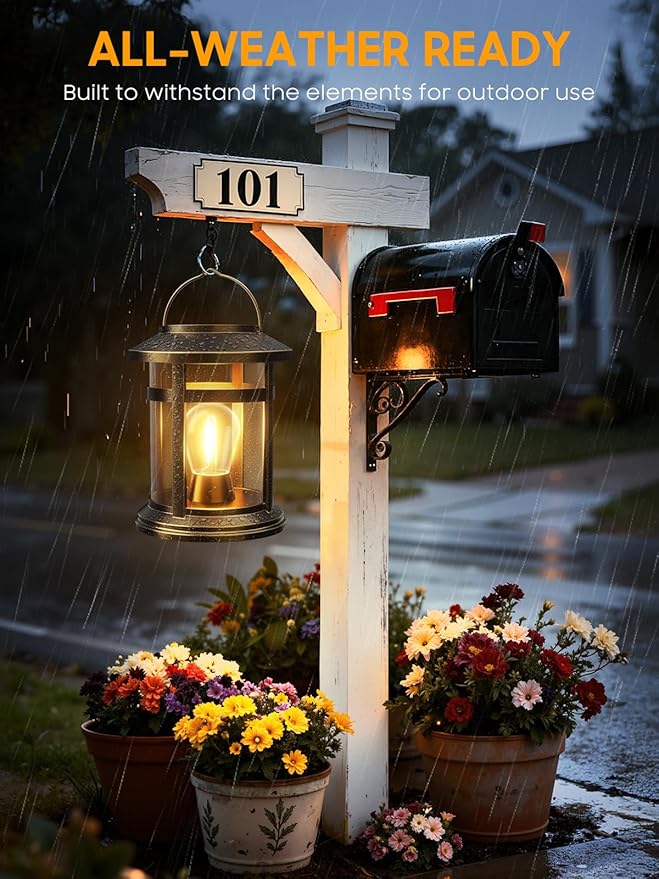 Solar Lantern Outdoor Waterproof, 4 Pack Bright Hanging Solar Lights for Outside Decorative, Upgraded Solar Powered Lanterns LED Lighting for Garden Patio Porch Decor Gifts (Antique Copper)