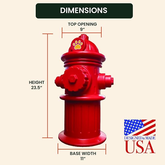 Beuta 24" Red Plastic Fake Fire Hydrant for Dogs to Pee On | Dog Fire Hydrant Pee Post | Dog Pee Post Outdoor with 3 Securing Spikes – Great for Lawn Training & Outdoor Display
