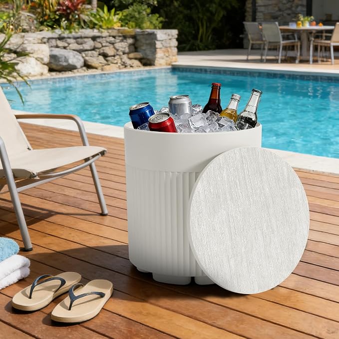 FONTOI Outdoor Cooler Side Table 2 Pack, 2 in 1 Ice Chest Side Table,as Cooler Side Table,Cooler Table for Patio, Parties Picnics, Beach
