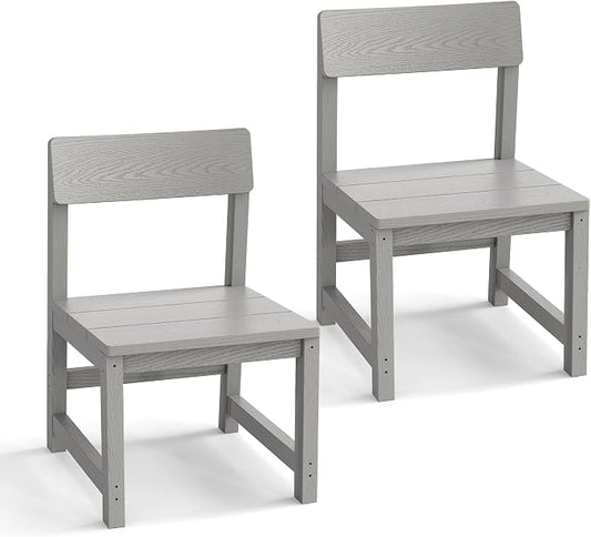 Jocoevol Patio Dining Chair Set of 2 Outdoor HIPS Patio Chair All Weather with Wide Seat and Curved Backrest, Armless Chairs for Outside Backyard/Garden/Pool/Porch/Deck 300lbs Capacity, Grey