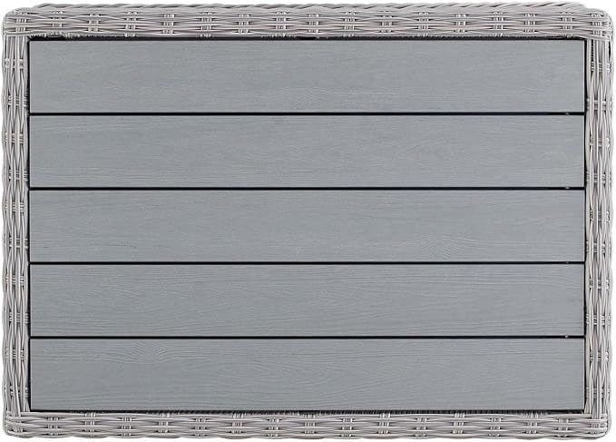 Modway EEI-3982-LGR Conway Outdoor Patio Wicker Rattan Coffee Table, Light Gray, 15" x 45" x 31"