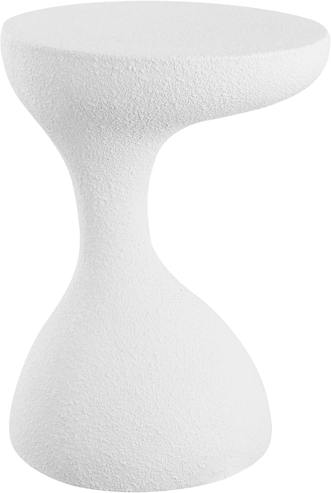 JONATHAN Y Boracay Modern Sculptural Indoor/Outdoor Side Table, 15" x 19.75" Weather-Resistant Pedestal Accent Table and Garden Stool for Patio, Deck or Living Room, Frosted White TBL1110C