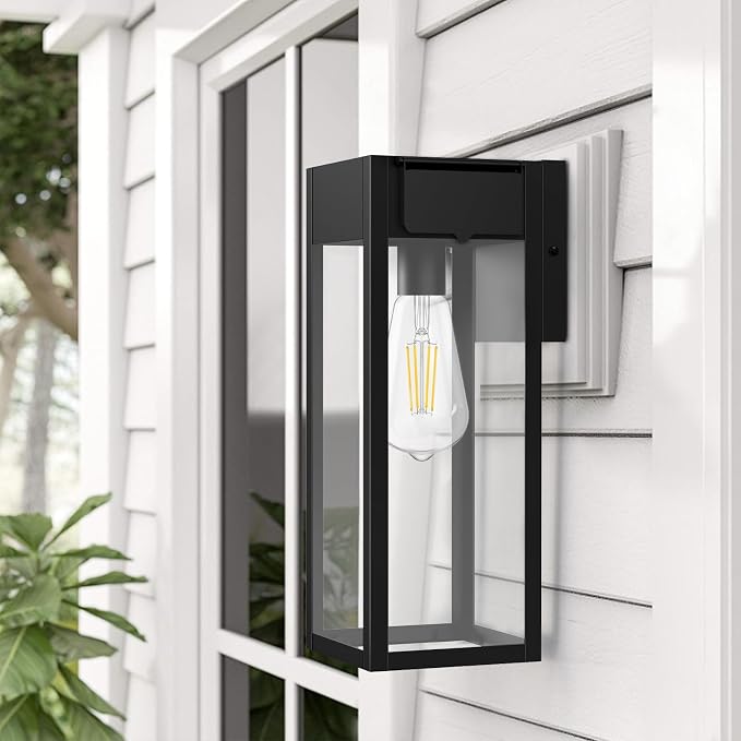 Large Porch Light with GFCI Outlet, 15 Inch Outdoor Light with Outlet Built-in, Waterproof Exterior Light Fixtures Wall Mount, Outside Lights for House Front Door Garage