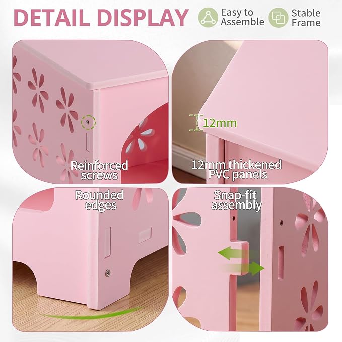 Outvita Side Table for Indoor & Outdoor, Square Modern Side Table with Storage Layer, Night Stand, Bedside Table, Tooless Assembly for Patio, Living Room, Bedroom