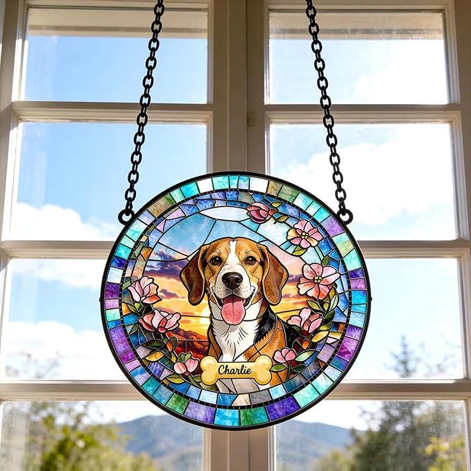 Personalized Pet Memorial Suncatcher Dog Cat, Pet Memorial Suncatcher, Custom Pet Loss Suncatcher, Gifts for Dog Lovers