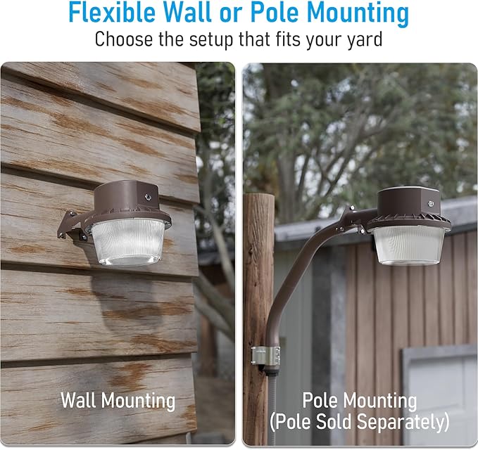 TORCHSTAR LED Barn Light Dusk to Dawn Area Lights Aluminum 3000K Bronze | Outdoor Security Flood Lighting with Photocell, ETL & FCC Listed, IP65 Waterproof, 110-277V, Garage, Yard