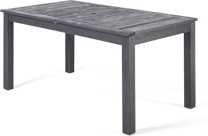 Christopher Knight Home Great Deal Furniture Christopher Knight Home Eric Outdoor Expandable Acacia Wood Dining Table, Dark Gray Finish