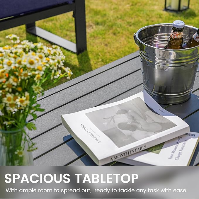 Sundale Outdoor Aluminum Patio Furniture Set, 4 Piece Outdoor Conversation Sets with Coffee Table and 6" Thick Olefin Cushions, All Weather Outdoor Sectional Set for Deck, Lawn, Yard (Grey)