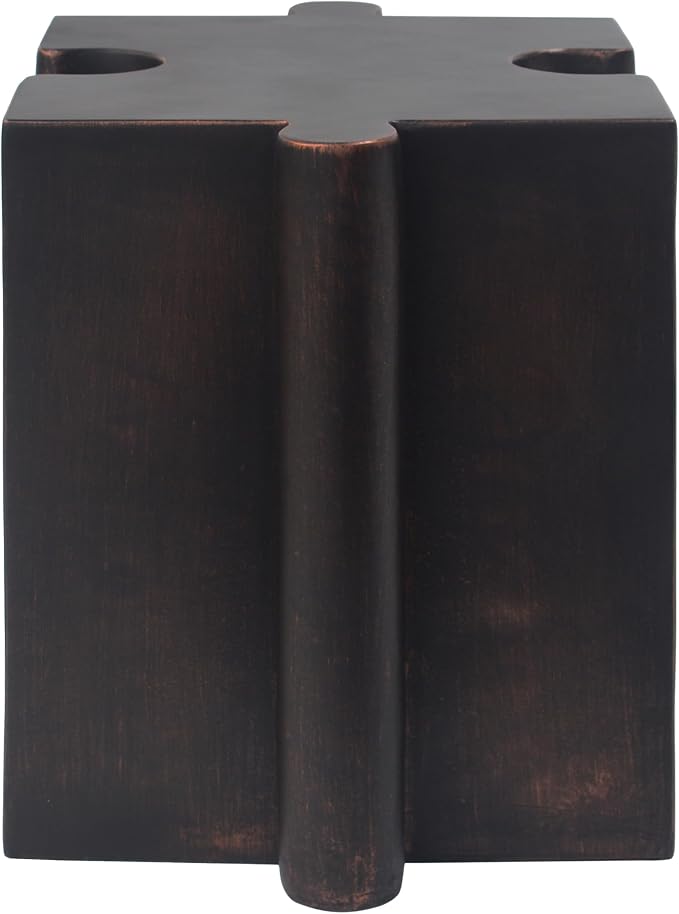 Christopher Knight Home Daton Interlocking Puzzle Outdoor Side Table, Lightweight Concrete Patio Coffee Table, Concave Edge MGO Modular End Table, Creative Set Up for Indoor&Outdoor Use, Copper