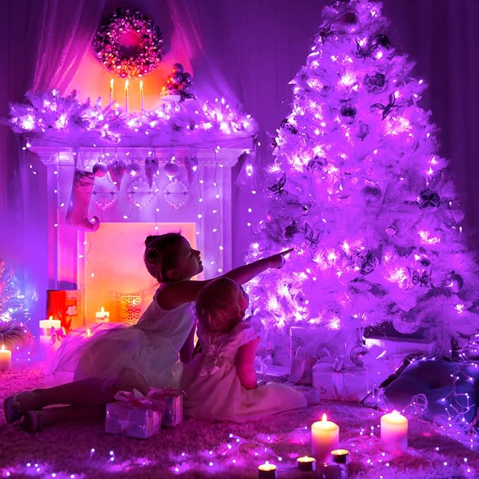 JMEXSUSS 600 LED Purple Christmas Lights Outdoor Indoor, Halloween Lights | 168ft Purple LED String Lights Plug in, Deep-Violet String Lights for Outside Patio Fireplace Party Xmas Decorations, Remote