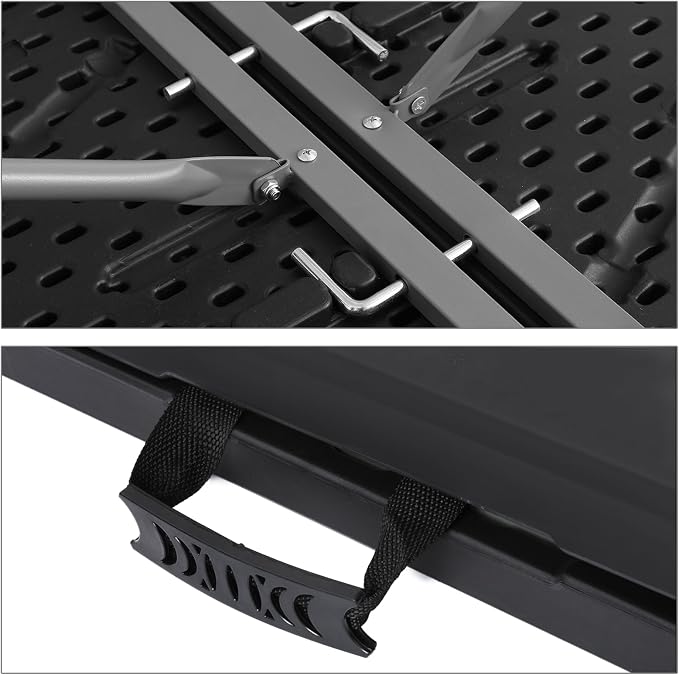 Magshion 4ft Plastic Folding Table, Indoor Outdoor Collapsible Portable Dining Table w/Handle, Ideal for Picnic Party Camping, Black