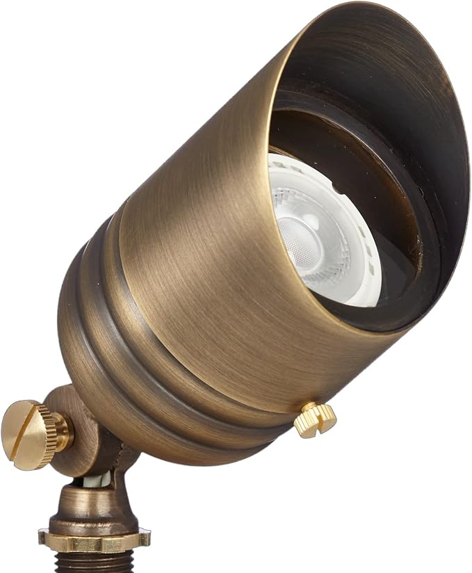 VOLT Fat Boy 12V Brass Outdoor Spotlight (Bronze) for Landscape Lighting | Lamp Ready, Low Voltage Uplight for Yard, Lawn, Garden, Patio, Trees & House