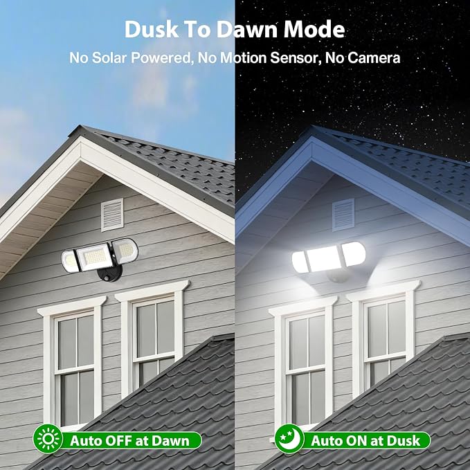 13000LM LED Flood Light Outdoor, Dusk to Dawn Security Light with Photocell, 130W Super Bright Hardwired Floodlight, 3 Adjustable Heads, IP65 Waterproof for Garage, Yard, Driveway, 6500K Daylight