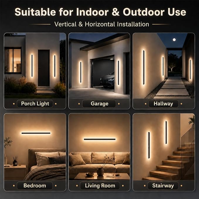 Modern Outdoor Wall Lights 31 Inch Long Wall Sconce LED IP65 Waterproof Outdoor Wall Lamp 3000K Modern Wall Mount Exterior Light Fixture for House Garage