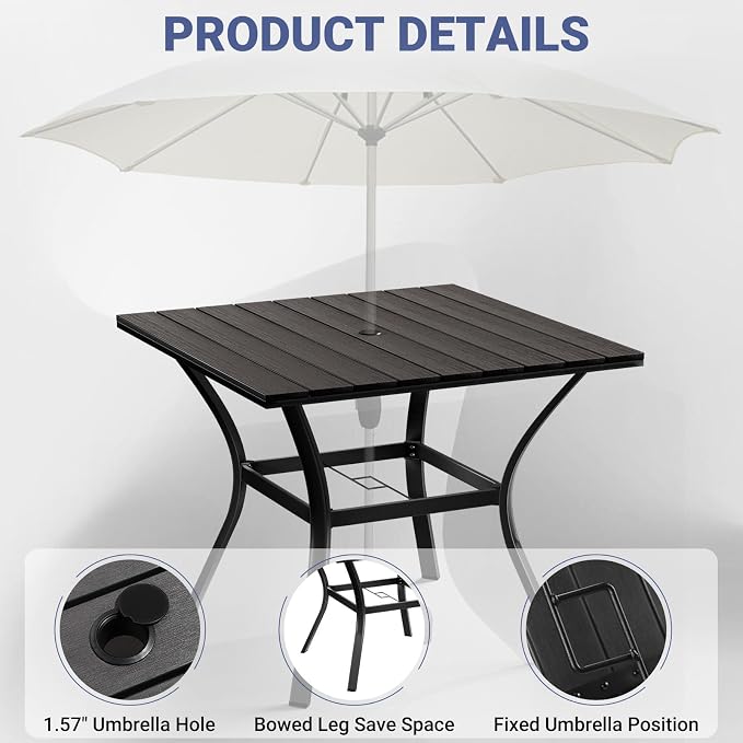 LEVELEVE 5 Piece Outdoor Patio Dining Set with 4 Swivel Dining Chairs & 1 Large Round Dining Table,Bistro Furniture Set for Lawn, Garden, Deck, Backyard and Porch