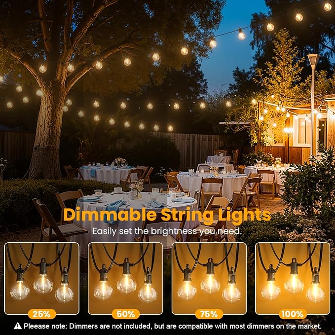 LED Outdoor String Lights, 300FT Patio Lights Outdoor Waterproof with 146+3 Shatterproof G40 Edison Globe Bulbs, 2700K Warm White Hanging Light, Dimmable Light for Outside Backyard Garden Bistro Porch