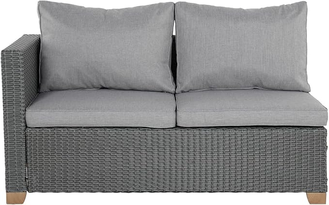 Grand patio Outdoor Conversation Set with Wicker Armrest,Wicker Patio Furniture Set,Modular Sectional Sofa Set with Thick Cushions for Backyard Garden Poolside (Right Armrest Loveseat, Light Gray)