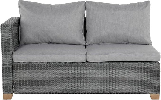 Grand patio Outdoor Conversation Set with Wicker Armrest,Wicker Patio Furniture Set,Modular Sectional Sofa Set with Thick Cushions for Backyard Garden Poolside (Right Armrest Loveseat, Light Gray)