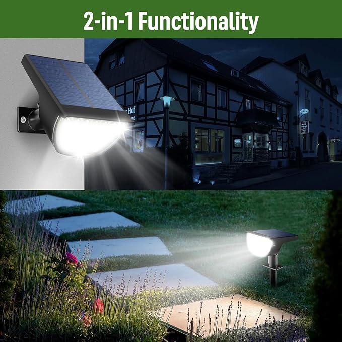 GKGG Solar Lights Outdoor Waterproof IP65, Solar Powered 76 LED 3 Lighting Modes Solar Spot Lights Outdoor for Yard Garden Landscape Pathway (White, 6 Pack)