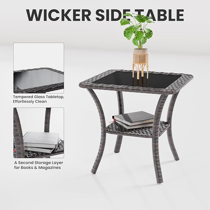 9 PCS Outdoor Patio Furniture Set,Outdoor Sectional Furniture All Weather PE Rattan Wicker Patio Conversation Set,Swivel Rocking Chairs Set,Navy Blue
