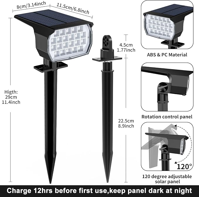 WENATY Solar Spot Lights Outdoor Color Changing 12 Pack Christmas Spotlight | 7 Mode, Solar Lights Outdoor Waterproof IP65, Solar Led Powered Flood Landscape Light for Outside Pathway Yard Garden Walkway