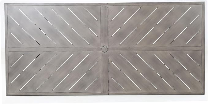Ulax furniture Outdoor Patio Dining Table - Weather-Resistant Aluminum Frame Tabletop - Umbrella Hole for Garden, Backyard, Picnics