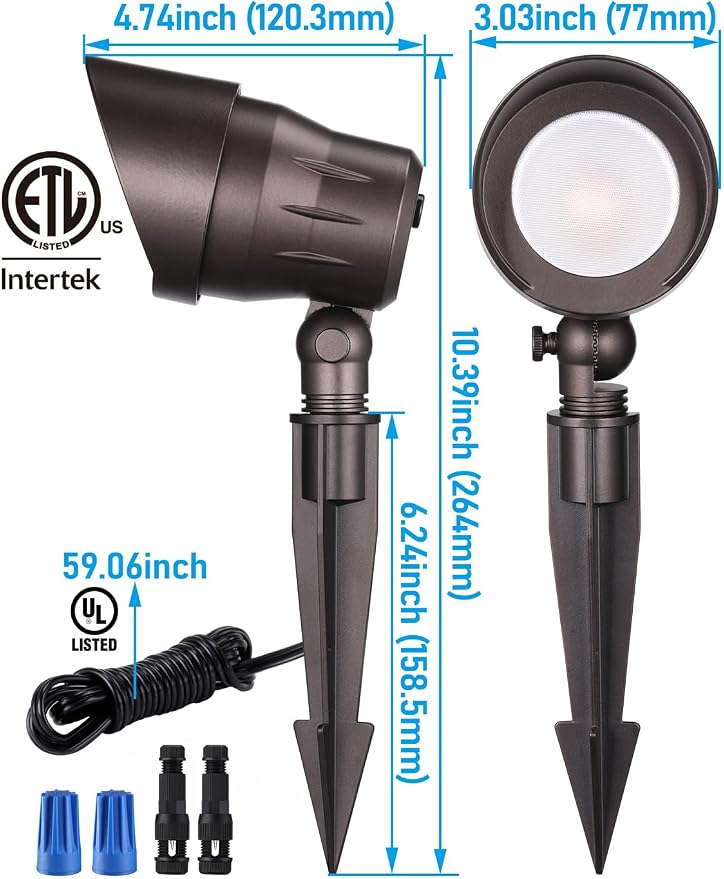 LEONLITE 8-Pack 5CCT 5W 12-24V Low Voltage LED Spotlight Oil Rubbed Bronze | 1800K2700K3000K4000K5000K, Landscape Pathway Lights Outdoor, CRI90, Aluminum Spot Lights for Garden, ETL, IP65 Waterproof
