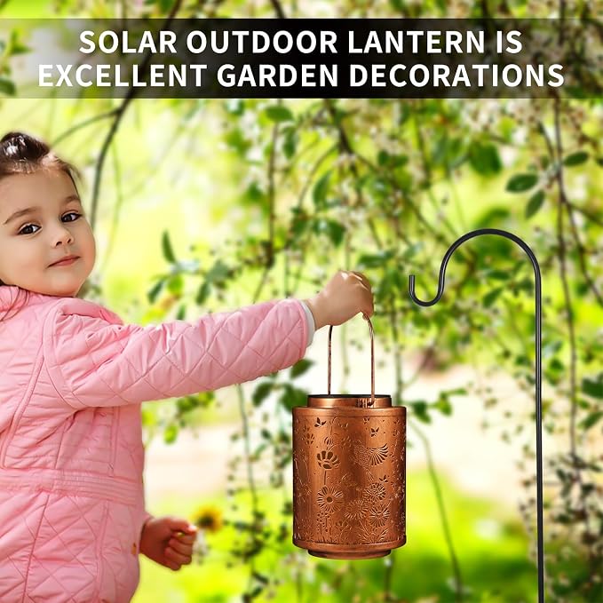 Solar Lanterns Hanging Waterproof Birds Garden Decor Solar Lights | Birthday Gifts for Women Mon Grandma Metal Outdoor Decoration for Outside LED Lanterns for Yard Patio Lawn