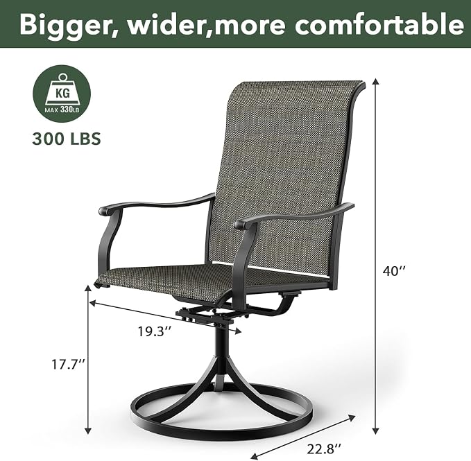 58"x 58"x 28" Patio Table and Chairs Set,6-Pieces Outdoor Swivel Dinging Chairs,Black Round Metal Table with Umbrella Hole,Outside Furniture Set for Patio,Deck,Porch,Backyard