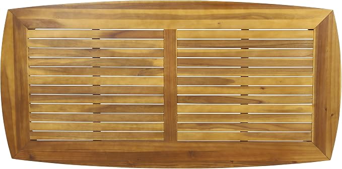 Christopher Knight Home 7 Piece Outdoor Dining Set, 71" Acacia Wood Patio Table with 6 Light Brown Wicker Chairs and Cream Cushions, Teak Finish Wood Dining Table Set for Backyard Garden Porch Deck