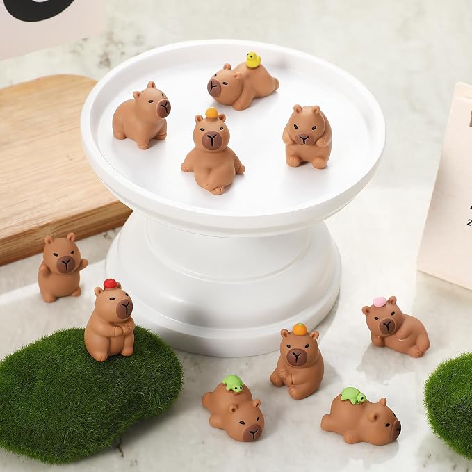 45 Pcs Mini Capybara Figures 9 Styles Mini Resin Capybaras Cute Capybara Figurines Resin Animals Miniature Figurines Tiny Animals for Garden Moss Landscape Dollhouse Tabletop Party Decor DIY