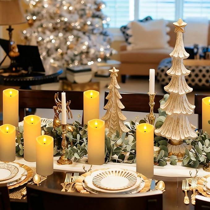 YOROXRG 24 Pack Christmas Decoration Flickering Flameless Candles, Battery Operated Candles,LED Candles for Home Decor,Wedding,Halloween,Birthday,Valentine'sDay (D2.2 xH 5" 6" 7" Ivory)