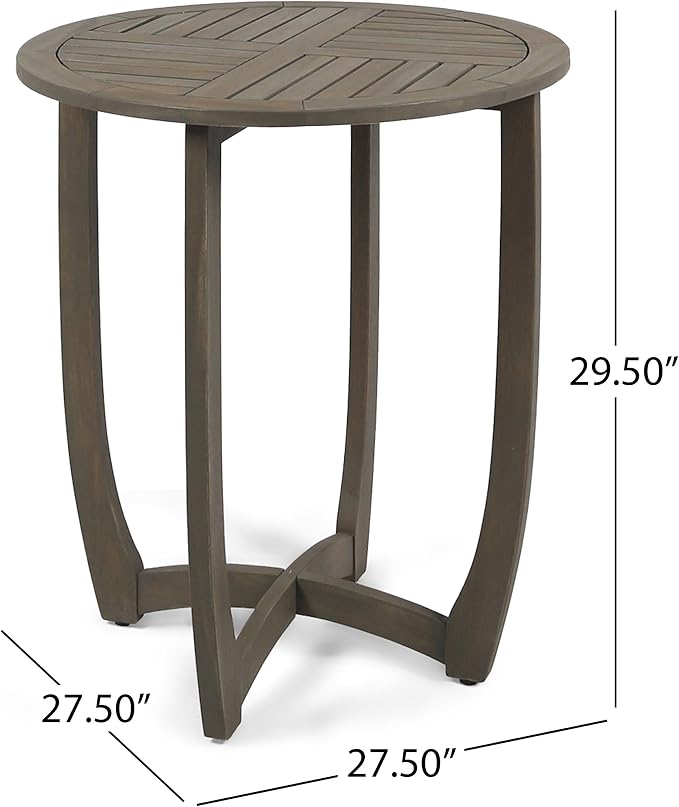 Christopher Knight Home Andria Outdoor Acacia Wood Bistro Table, Gray Finish