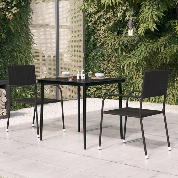 31.5 by 31.5 Inch Square Glass Top Outdoor Dining Table with Durable Steel Frame