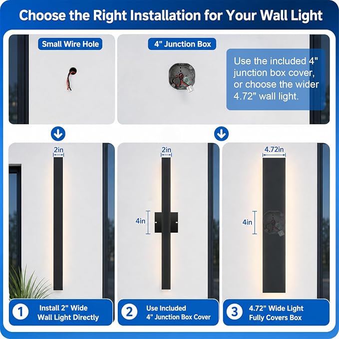 Exterior Wall Lights for House - 31.5inch Long Strip Modern Outdoor Light Wall Fixture Sconce, Dimmable Outside Garage Exterior Lights, Black Wall Mount Lighting for Porch Corridor, Garage