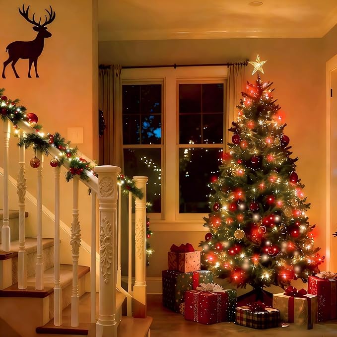 88FT 240LED Extra-Long Connectable String Lights Indoor Outdoor Clear Wire, Red&White Christmas String Lights, Plug in Twinkle Fairy Light with Timer for Wedding Patio Tree Yard Christmas Decorations